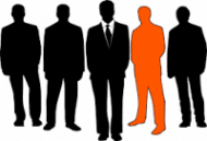 5 job candidate silhouettes with one highlighted orange - Kathbern Management Toronto recruiter firm