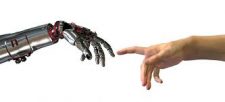 Artificial Intelligence Finger Touching A Human Finger - Kathbern Management Toronto Recruiting Company
